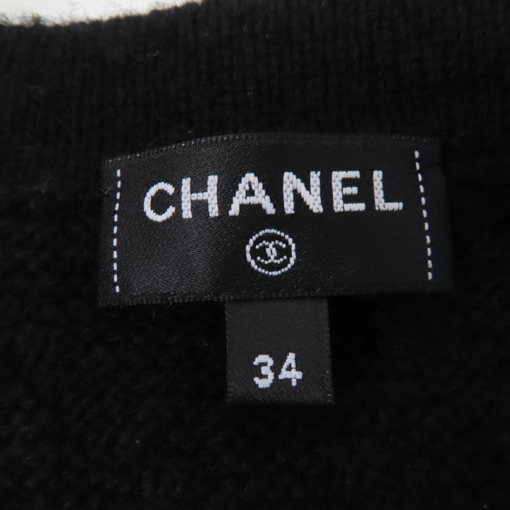 Excellent CHANEL Jacket COCO Mark Button Knit black cashmere Women 34 P7524K10893