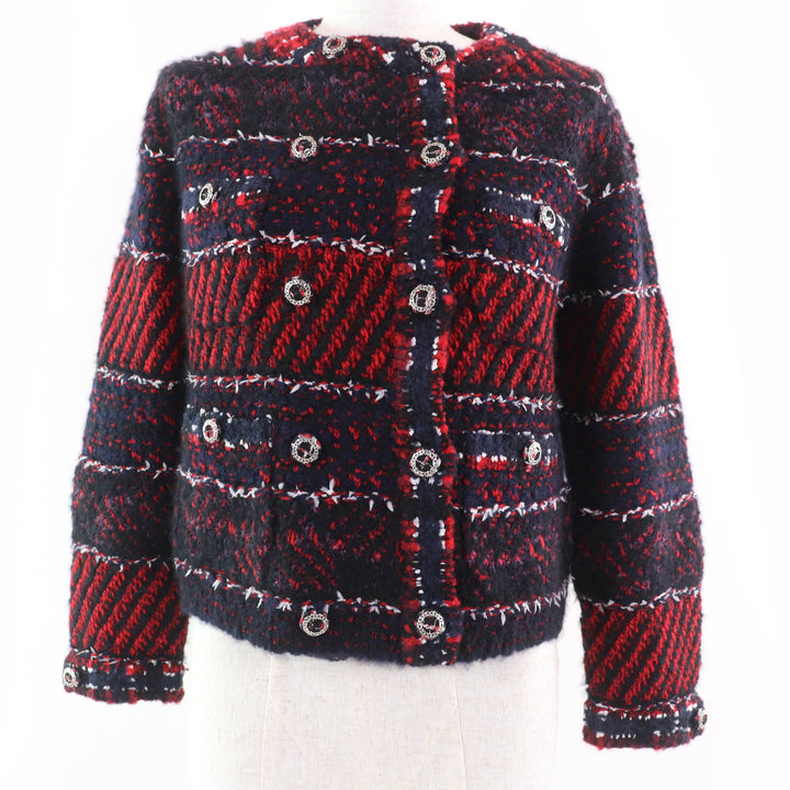 CHANEL Jacket COCO Mark No Collar Tweed series cashmere 36 23B P75716K10880