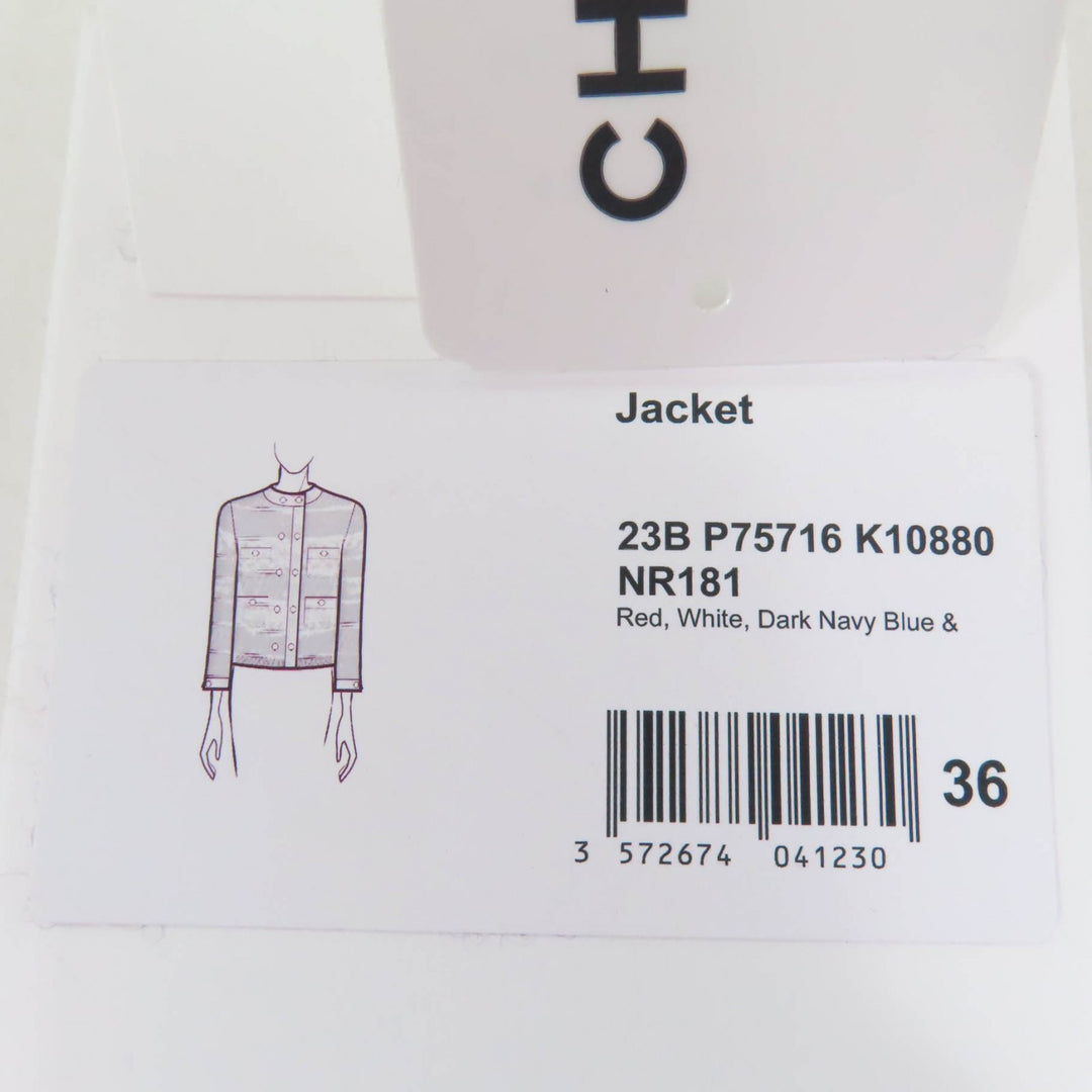 CHANEL Jacket COCO Mark No Collar Tweed series cashmere 36 23B P75716K10880