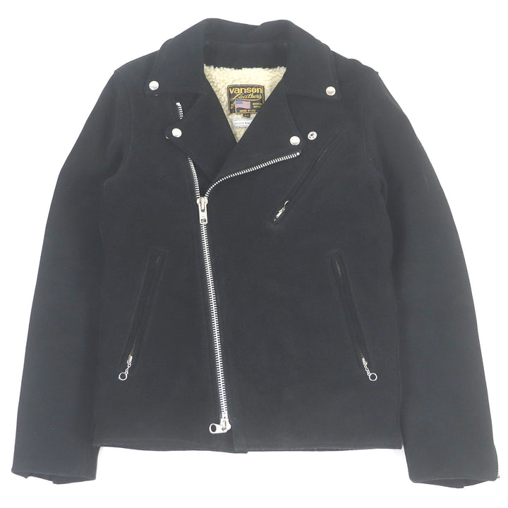 Great VANSON Ron Herman Leather jacket Double rider suede black Cowhide mens 34
