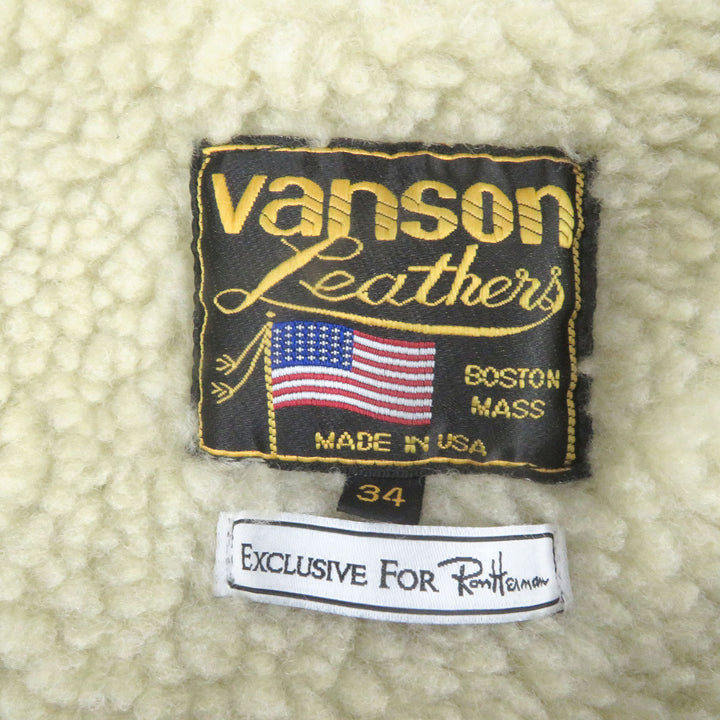 Great VANSON Ron Herman Leather jacket Double rider suede black Cowhide mens 34