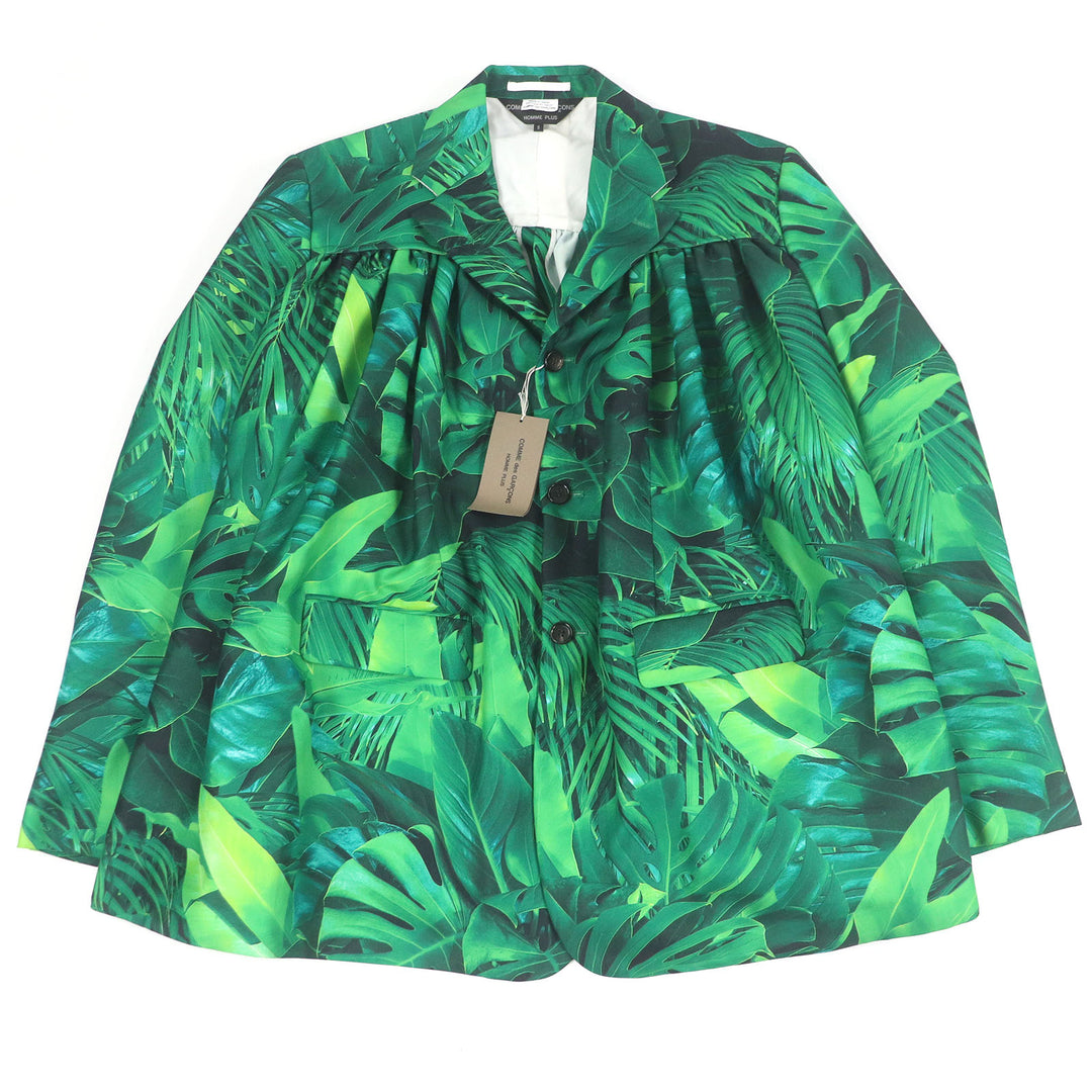 Pristine COMME des GARCONS HOMME PLUS Jacket Leaf All-Over Print Gathered green