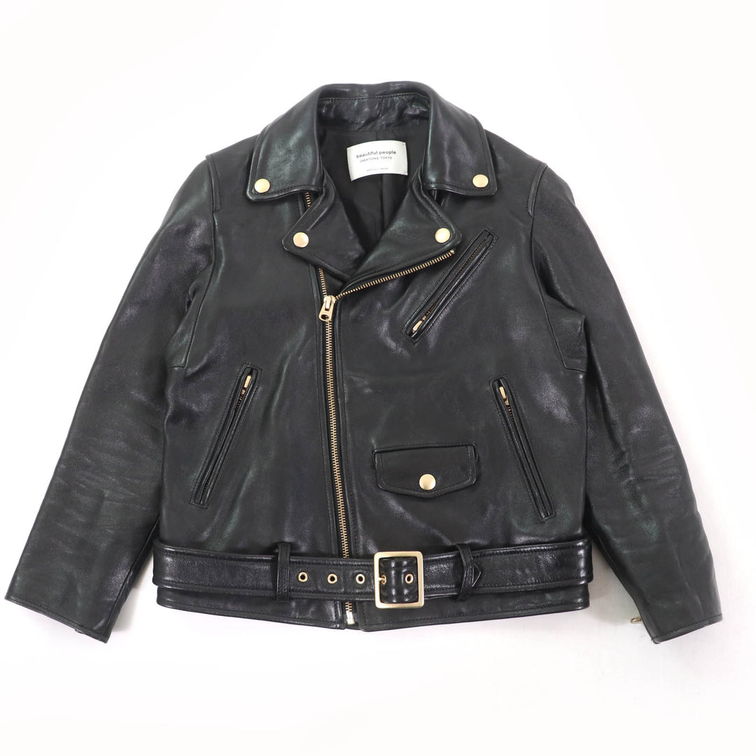 Great beautiful people Leather jacket Lamb leather black Sheep leather Kids 1855402412