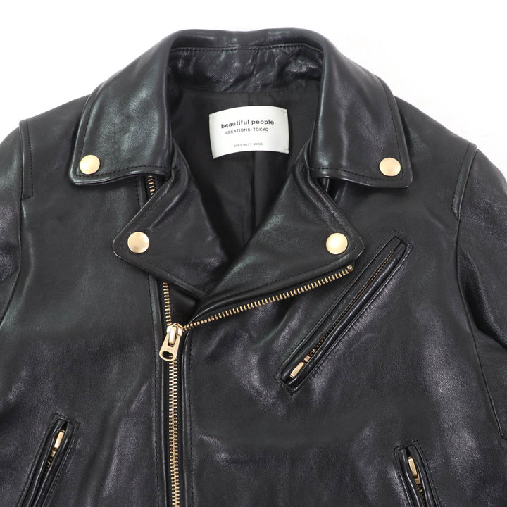 Great beautiful people Leather jacket Lamb leather black Sheep leather Kids 1855402412