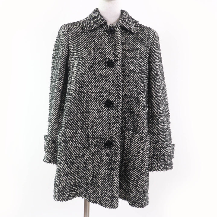 Excellent BURBERRY LONDON coat Mohair Nova check pattern tweed lining Black 38
