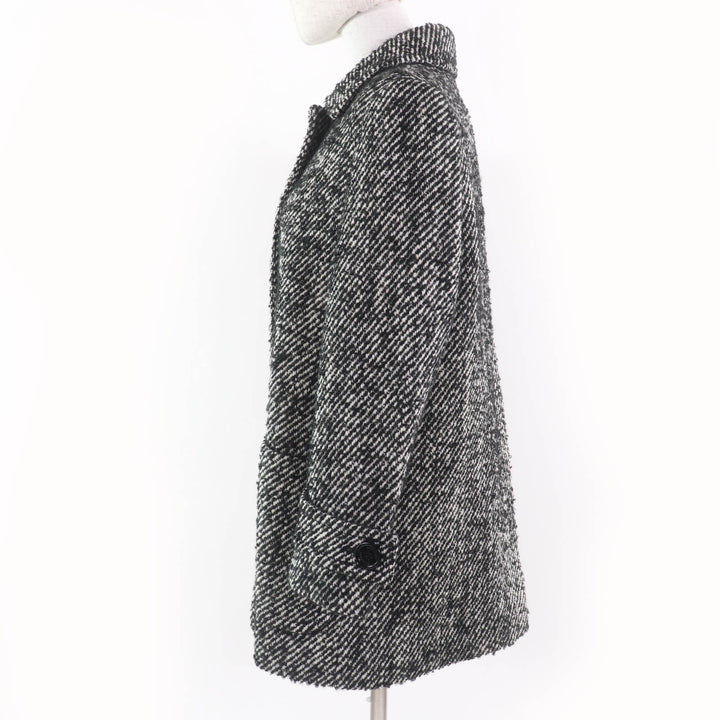 Excellent BURBERRY LONDON coat Mohair Nova check pattern tweed lining Black 38