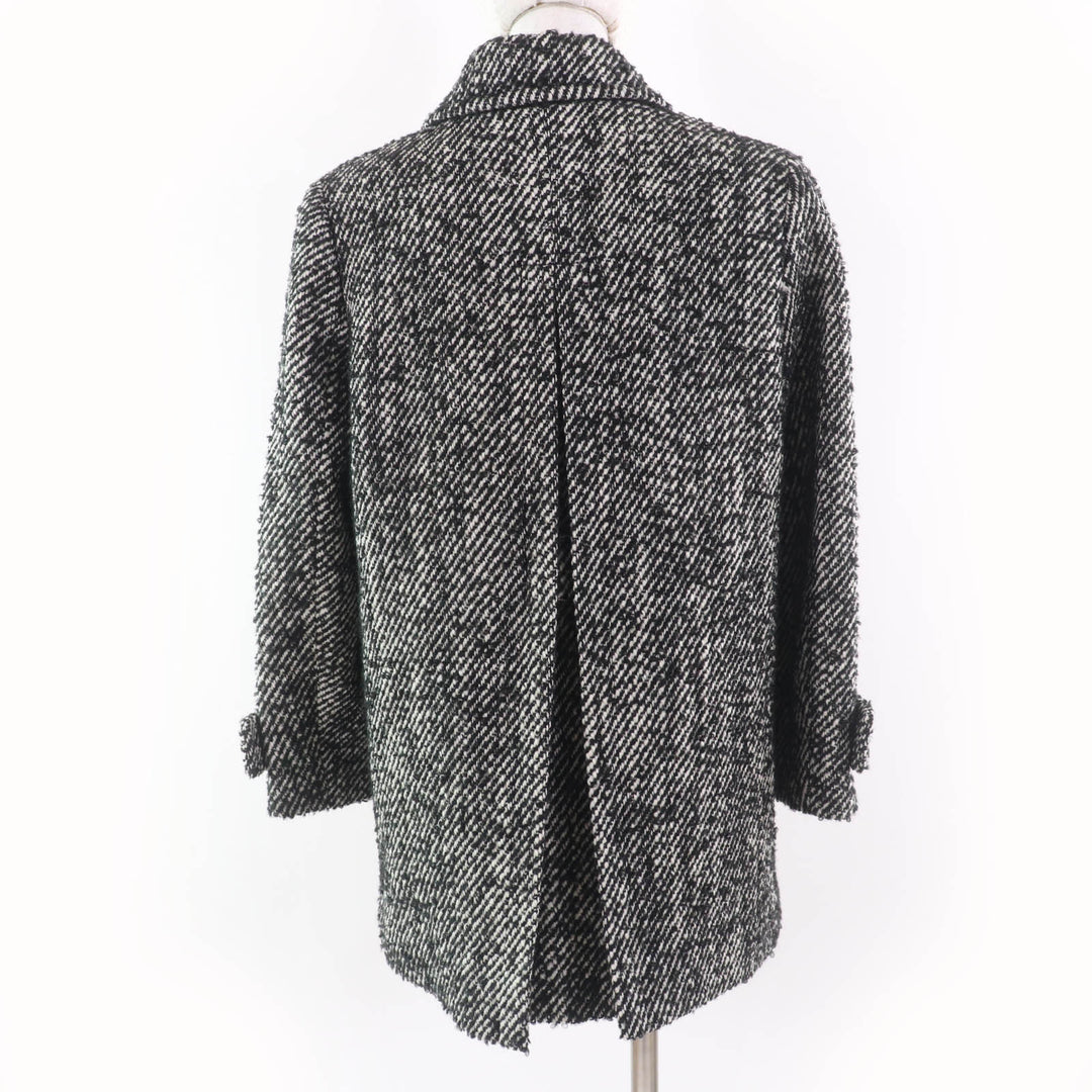 Excellent BURBERRY LONDON coat Mohair Nova check pattern tweed lining Black 38