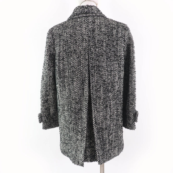 Excellent BURBERRY LONDON coat Mohair Nova check pattern tweed lining Black 38