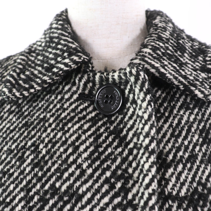Excellent BURBERRY LONDON coat Mohair Nova check pattern tweed lining Black wool Women 38