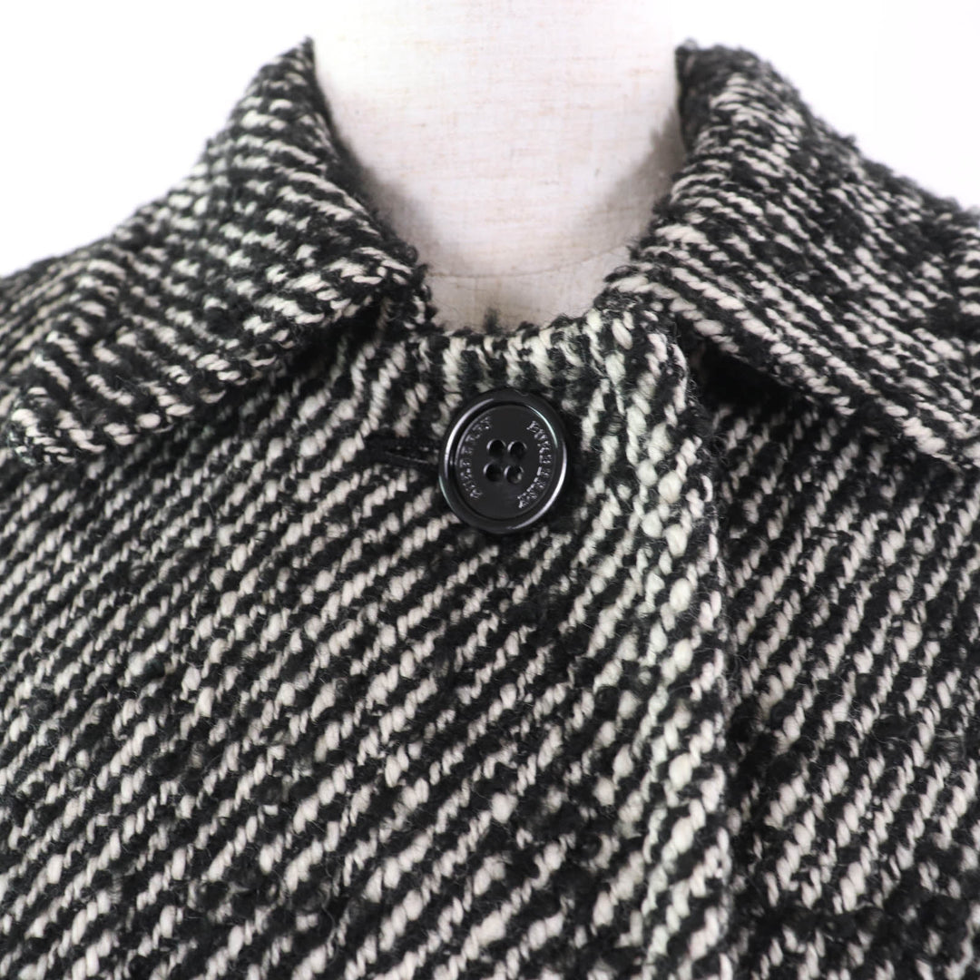 Excellent BURBERRY LONDON coat Mohair Nova check pattern tweed lining Black 38