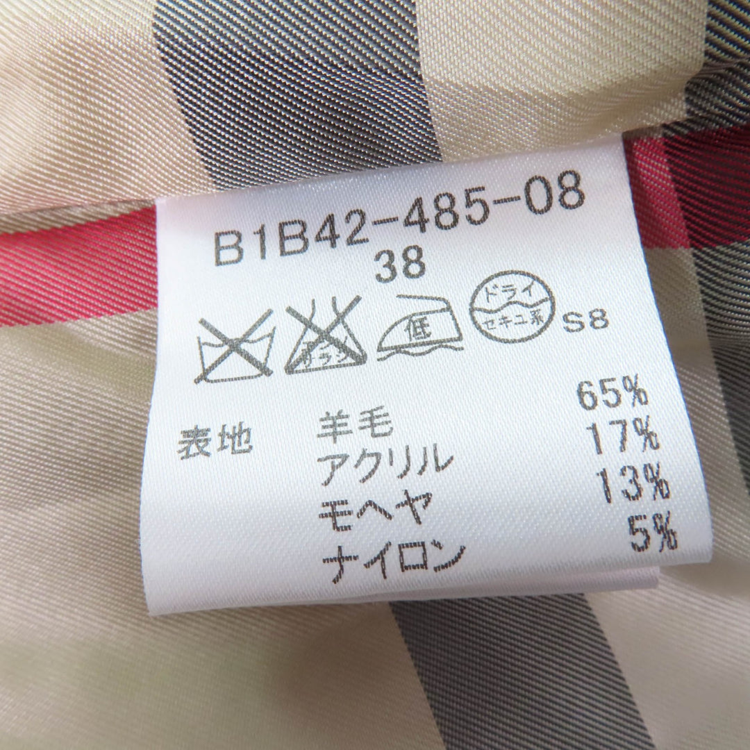 Excellent BURBERRY LONDON coat Mohair Nova check pattern tweed lining Black 38
