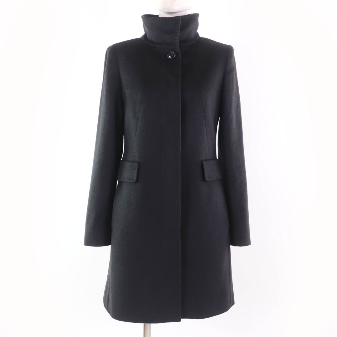 Great MaxMara STUDIO coat Stand collar Charcoal gray Virgin wool Women 36
