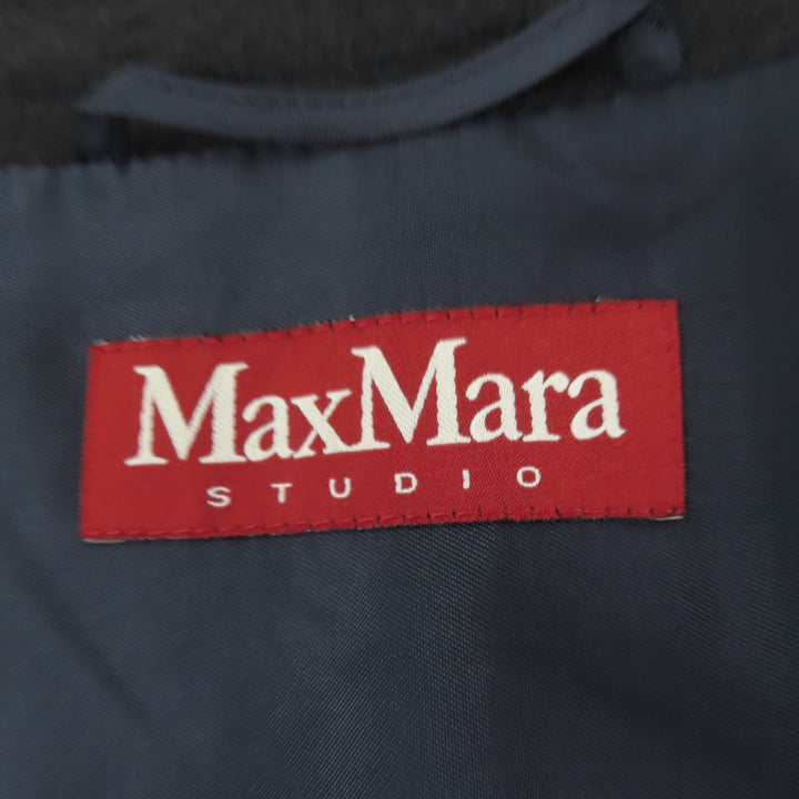 Great MaxMara STUDIO coat Stand collar Charcoal gray Virgin wool Women 36