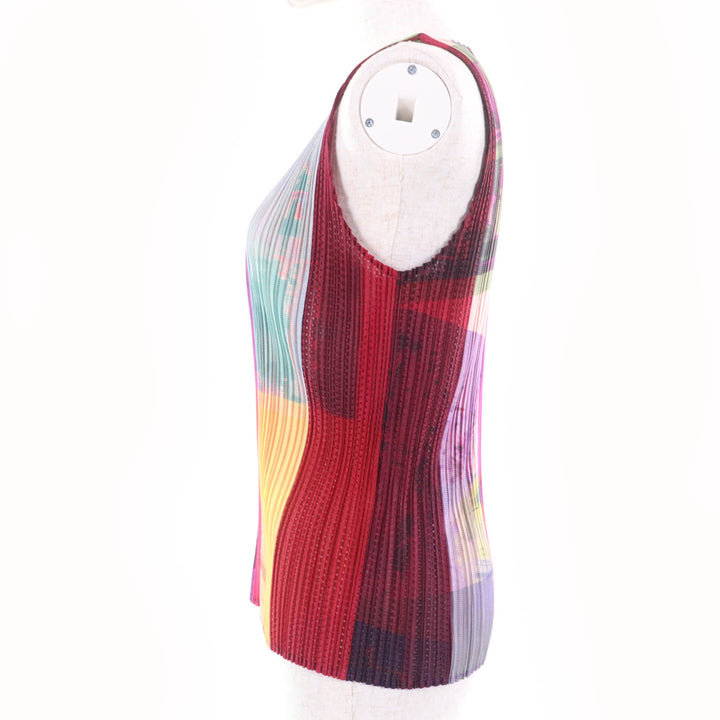Excellent PLEATS PLEASE T-shirt No sleeve multicolor polyester Women4 PP12-JK611