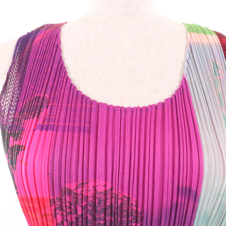Excellent PLEATS PLEASE T-shirt No sleeve multicolor polyester Women4 PP12-JK611