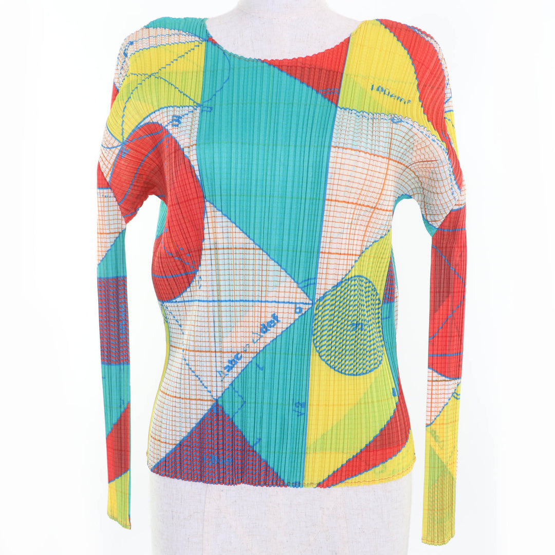 Excellent PLEATS PLEASE T-shirt Geometric all-over print long sleeves 3
