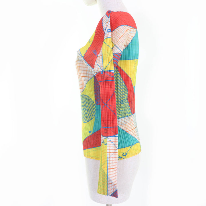 Excellent PLEATS PLEASE T-shirt Geometric all-over print long sleeves 3