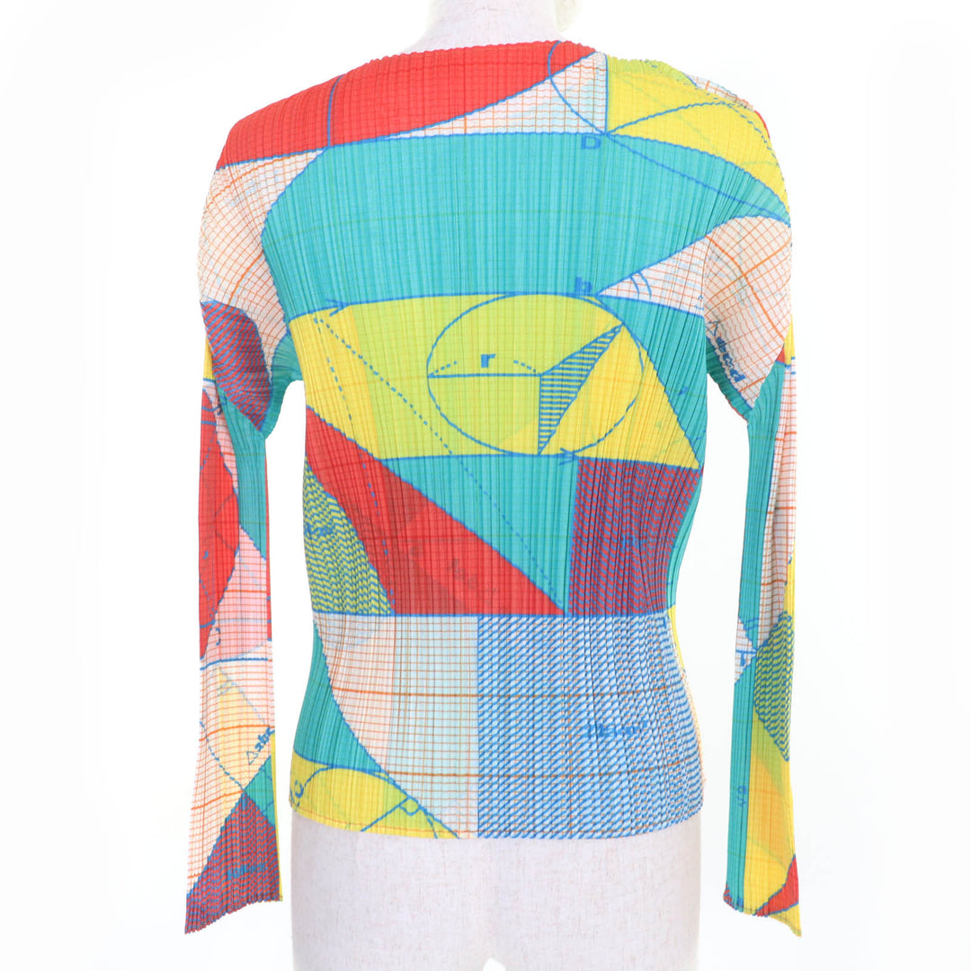 Excellent PLEATS PLEASE T-shirt Geometric all-over print long sleeves 3