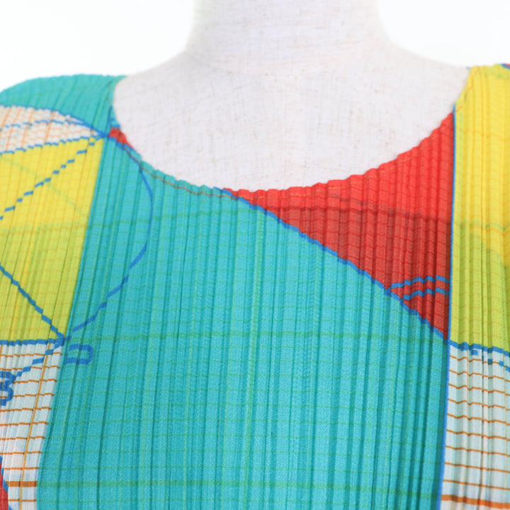 Excellent PLEATS PLEASE T-shirt Geometric all-over print long sleeves 3