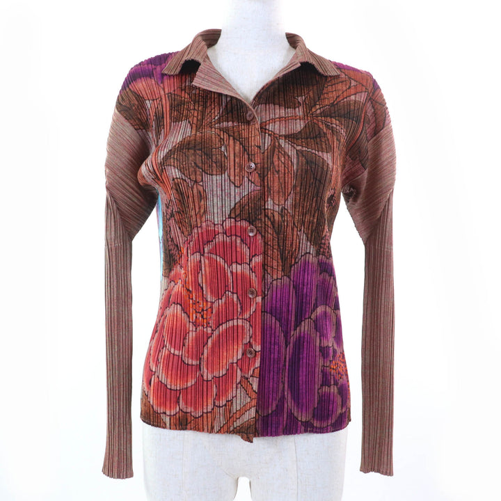 Excellent PLEATS PLEASE shirt Peony Botanical Flower Rare Peony 3