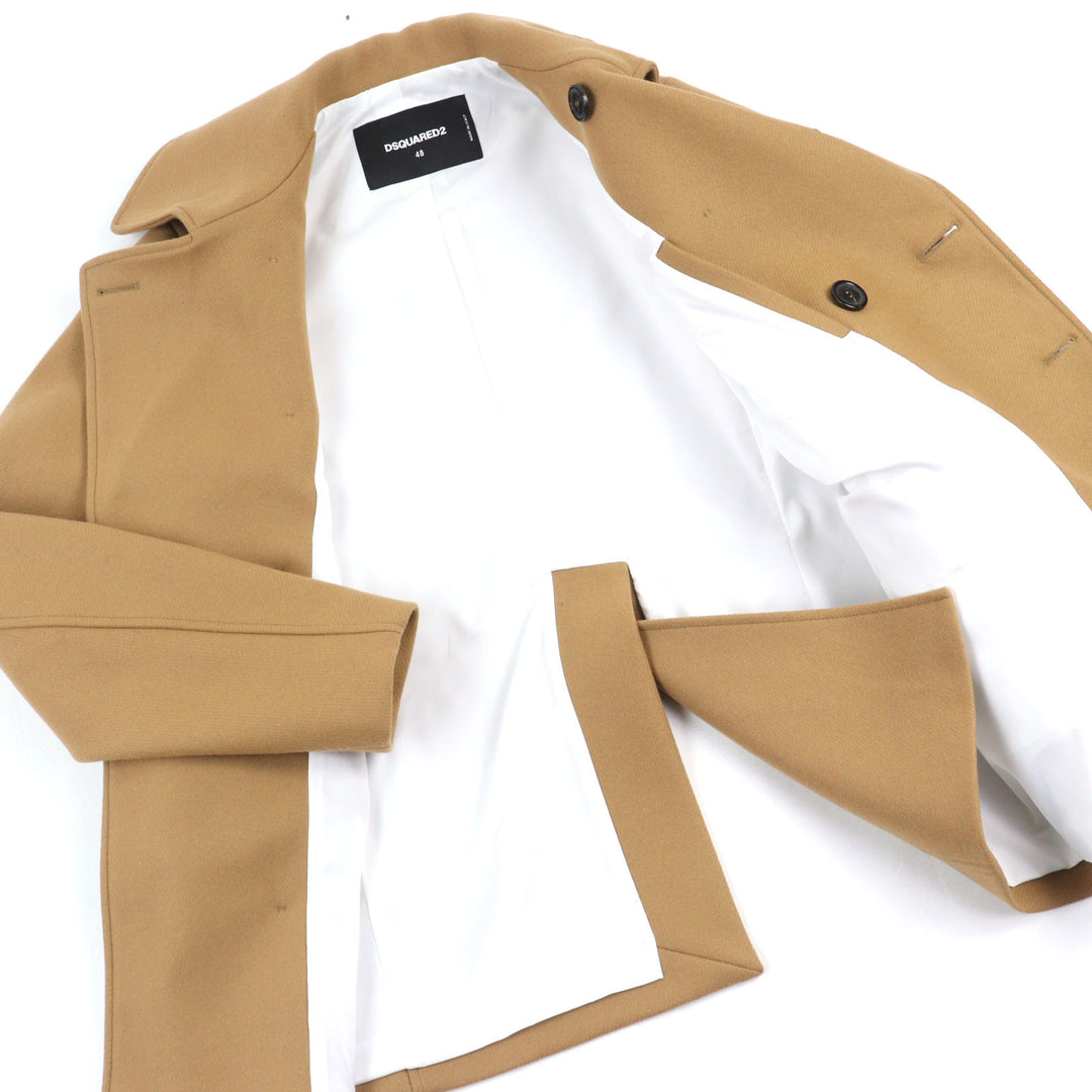 Excellent DSQUARED2 pea coat Double Breasted with Strap and Lined Sleeves 48 S74AA0264