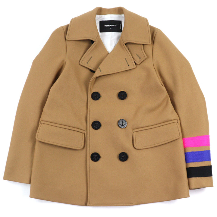 Excellent DSQUARED2 pea coat Double Breasted with Strap and Lined Sleeves 48