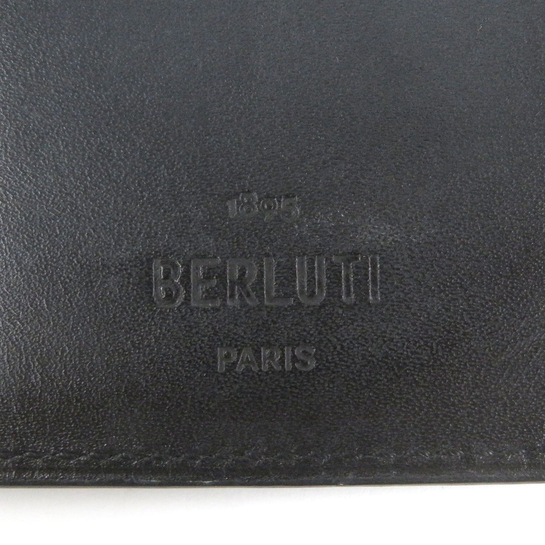 Very Good BERLUTI Purse Espace Calligraphy Scritto Long Wallet Billfold black leather mens