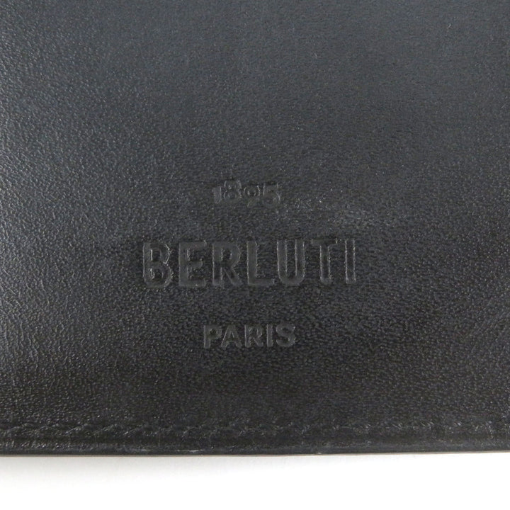 Very Good BERLUTI Purse Espace Calligraphy Scritto Long Wallet Billfold black leather mens