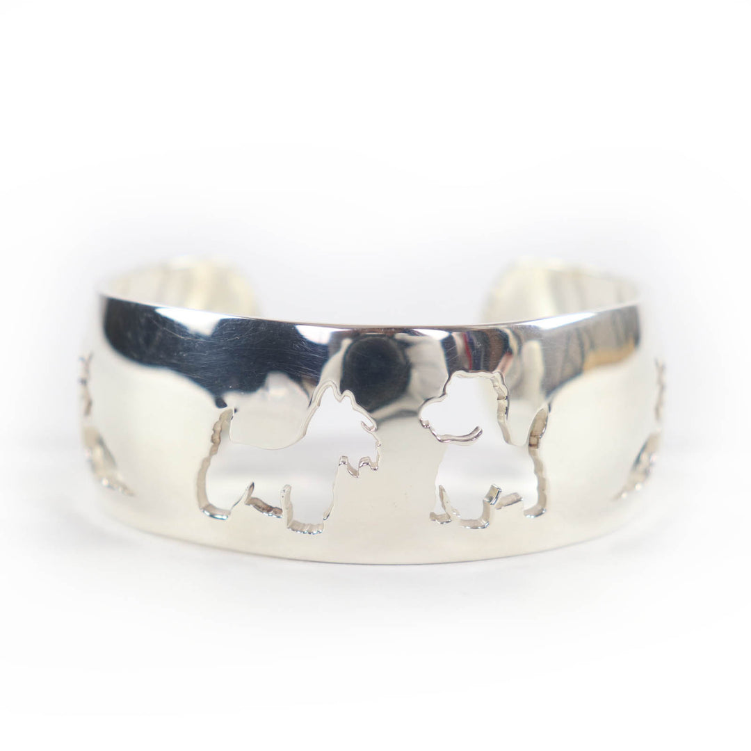 Great HERMES Bangle Dog design accessory bracelet Silver 925 Women