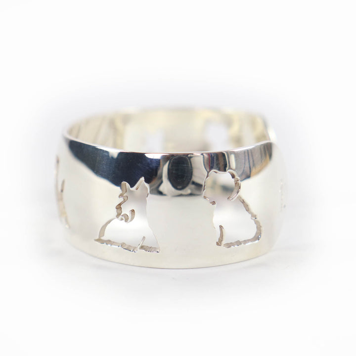 Great HERMES Bangle Dog design accessory bracelet Silver 925 Women