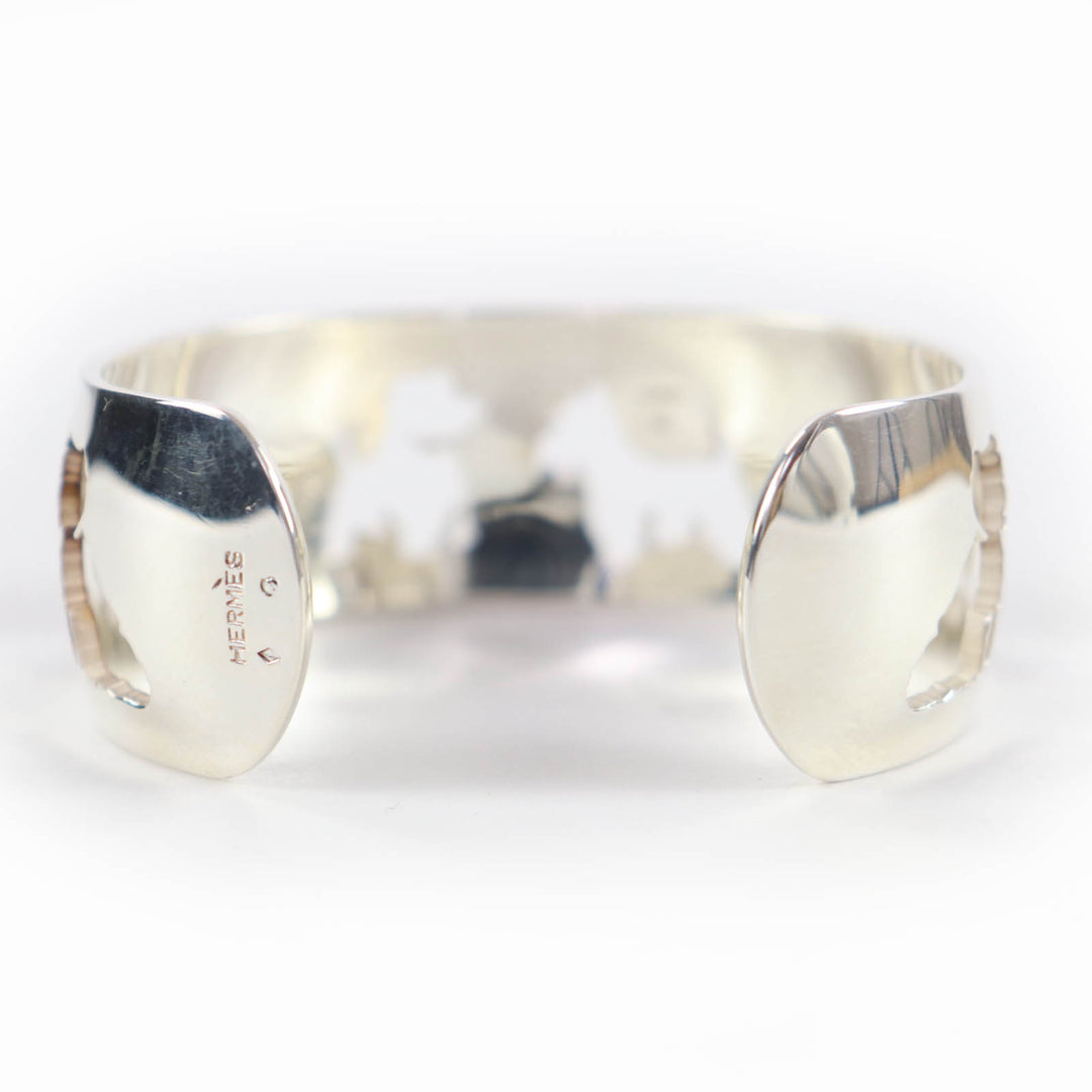 Great HERMES Bangle Dog design accessory bracelet Silver 925 Women