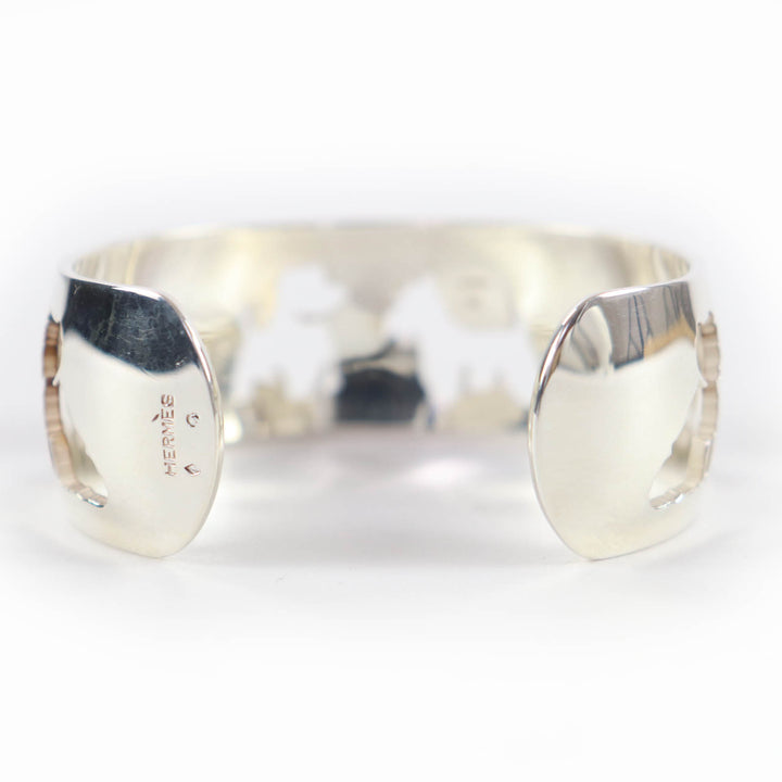 Great HERMES Bangle Dog design accessory bracelet Silver 925 Women