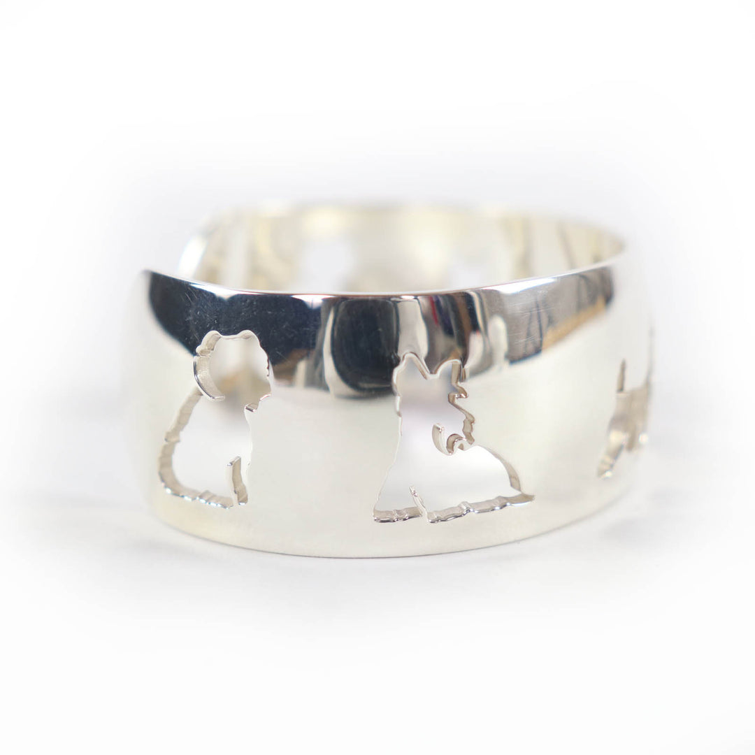 Great HERMES Bangle Dog design accessory bracelet Silver 925 Women