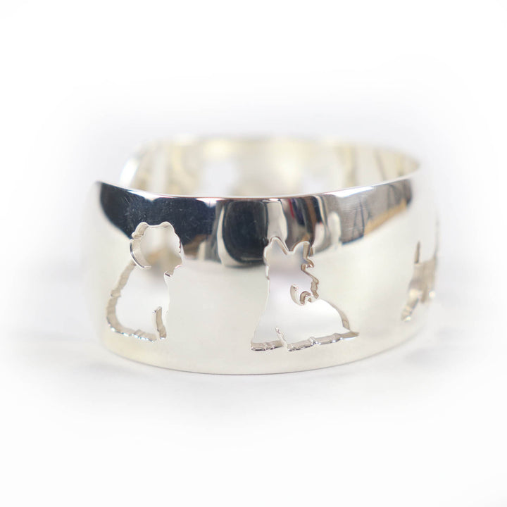 Great HERMES Bangle Dog design accessory bracelet Silver 925 Women
