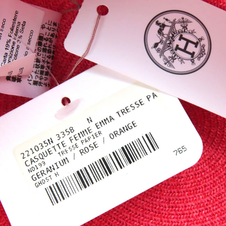 Pristine HERMES cap Emma Cap Crude Cell Paper Hat paper Women 58 221035N
