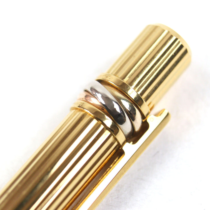 Excellent Cartier Ballpoint pen Trinity Logo engraving twist style blue ink Stripe Pattern