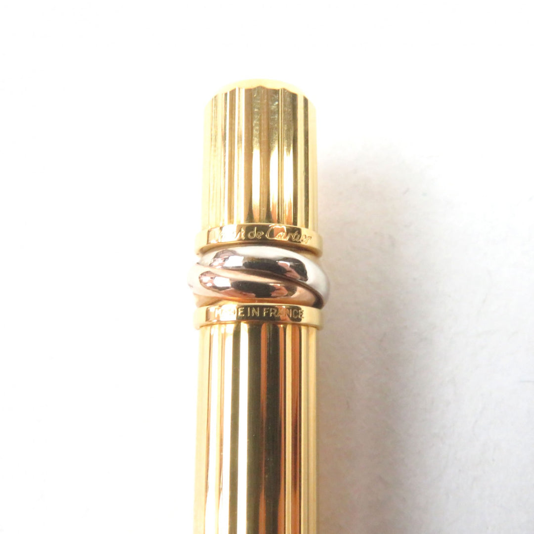 Excellent Cartier Ballpoint pen Trinity Logo engraving twist style blue ink Stripe Pattern