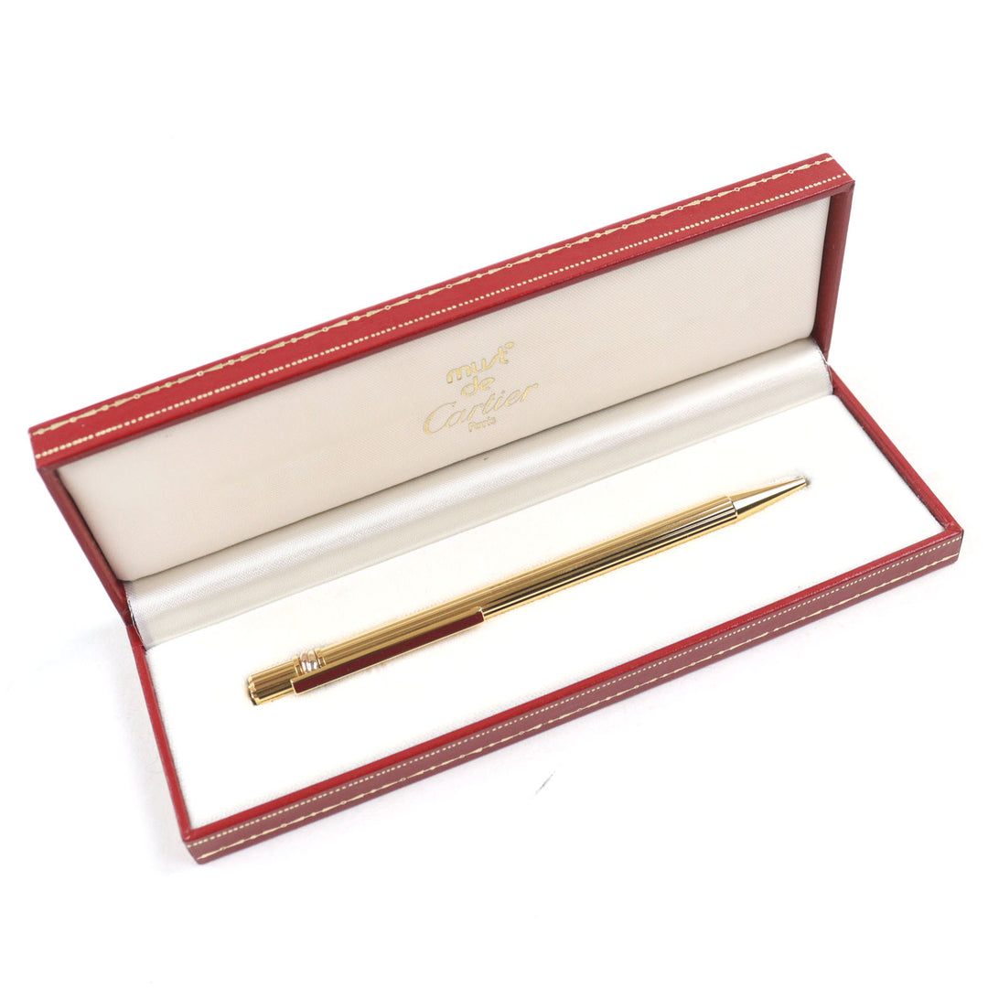 Excellent Cartier Ballpoint pen Trinity Logo engraving twist style blue ink Stripe Pattern