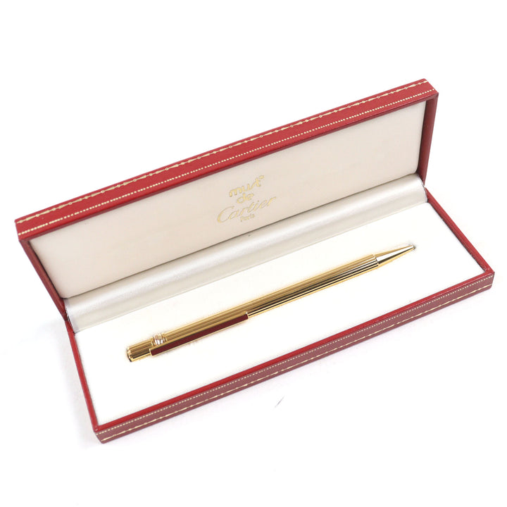 Excellent Cartier Ballpoint pen Trinity Logo engraving twist style blue ink Stripe Pattern