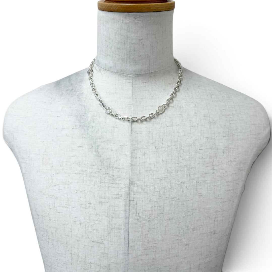 Great GUCCI Necklace Interlocking G Chain Silver AG925 mens 759703