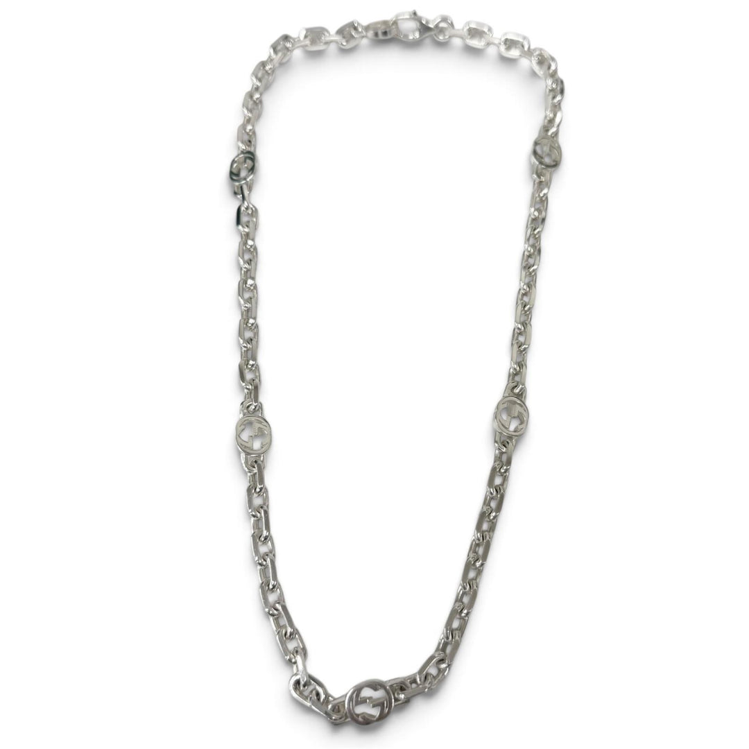 Great GUCCI Necklace Interlocking G Chain Silver AG925 mens 759703