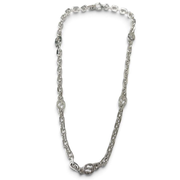 Great GUCCI Necklace Interlocking G Chain Silver AG925 mens 759703