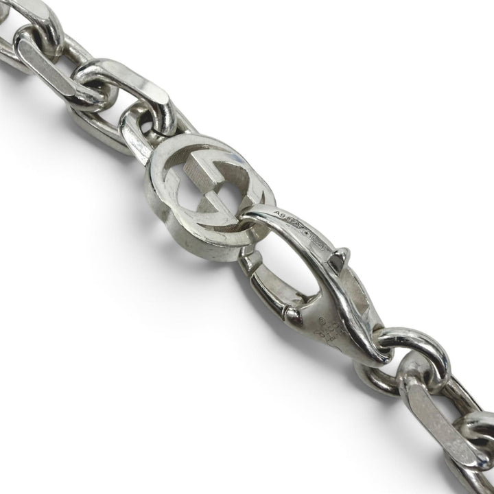 Great GUCCI Necklace Interlocking G Chain Silver AG925 mens 759703