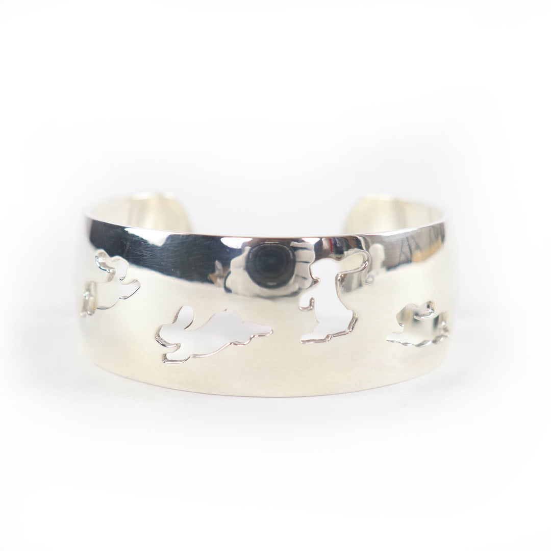 Great HERMES Bangle Rabbit motif accessory bracelet Silver 925 Women