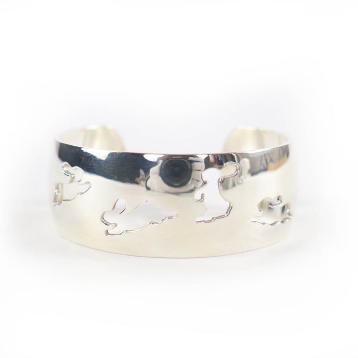 Great HERMES Bangle Rabbit motif accessory bracelet Silver 925 Women