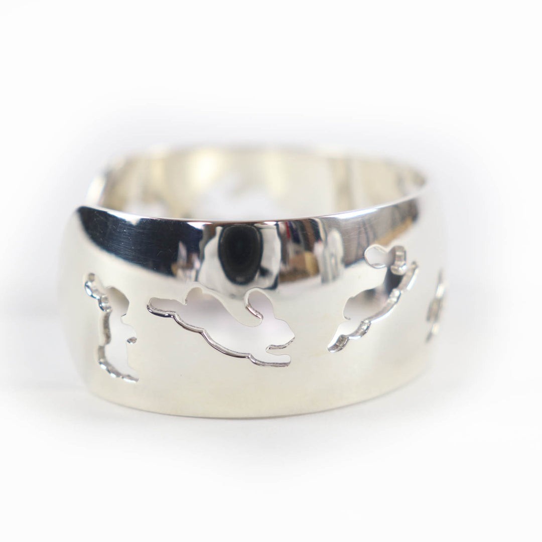 Great HERMES Bangle Rabbit motif accessory bracelet Silver 925 Women