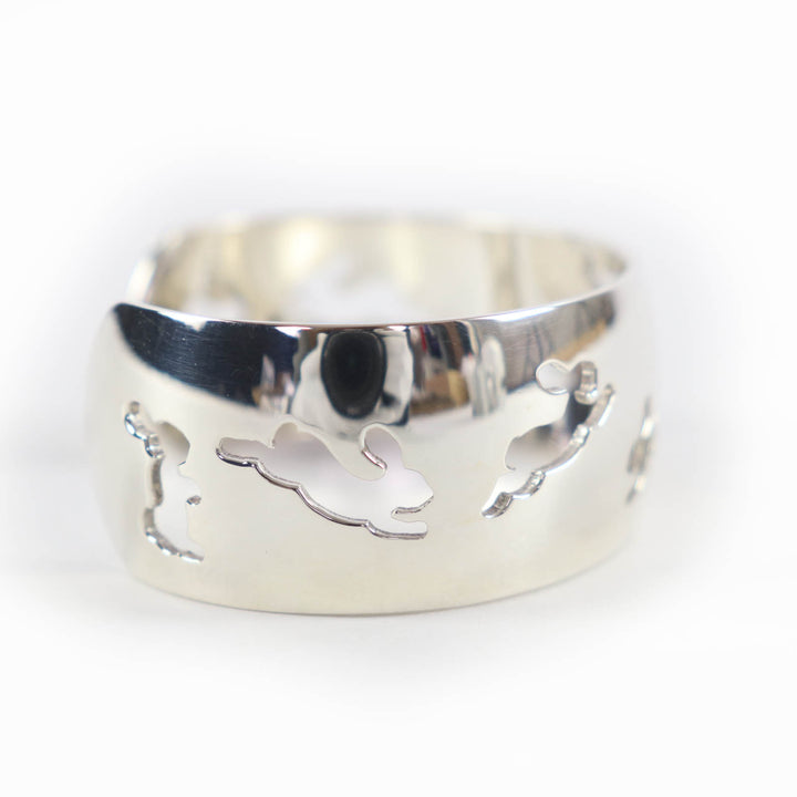 Great HERMES Bangle Rabbit motif accessory bracelet Silver 925 Women