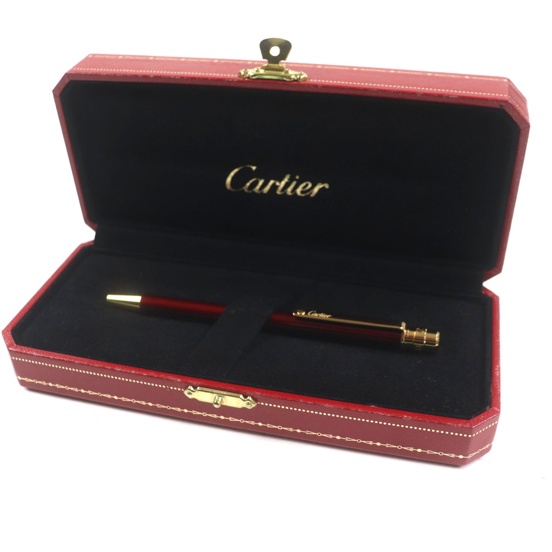 Excellent Cartier Ballpoint pen Santos de Cartier Bordeaux gold mens