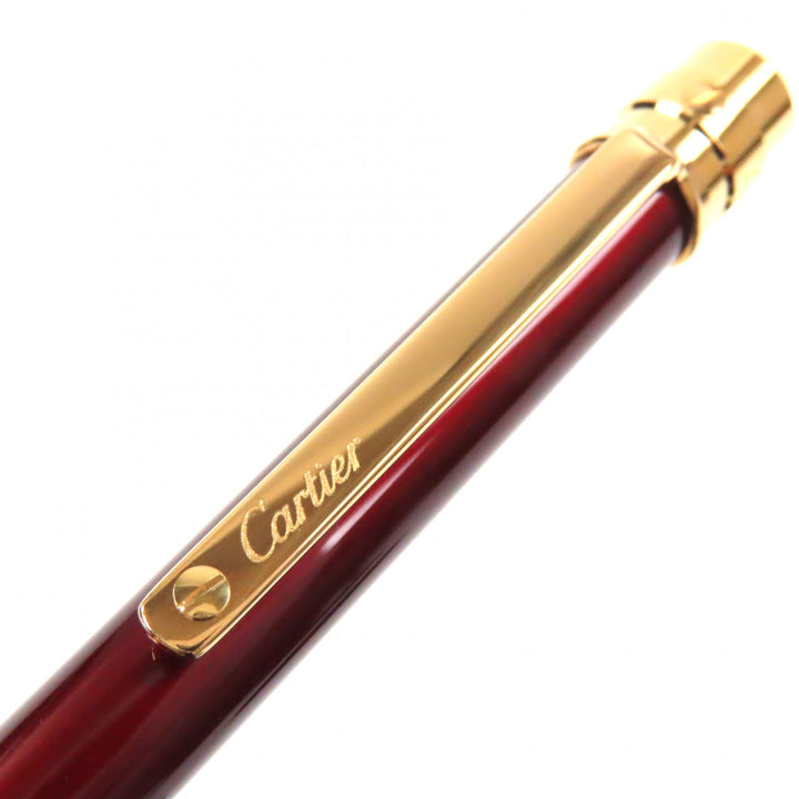 Excellent Cartier Ballpoint pen Santos de Cartier Bordeaux gold mens