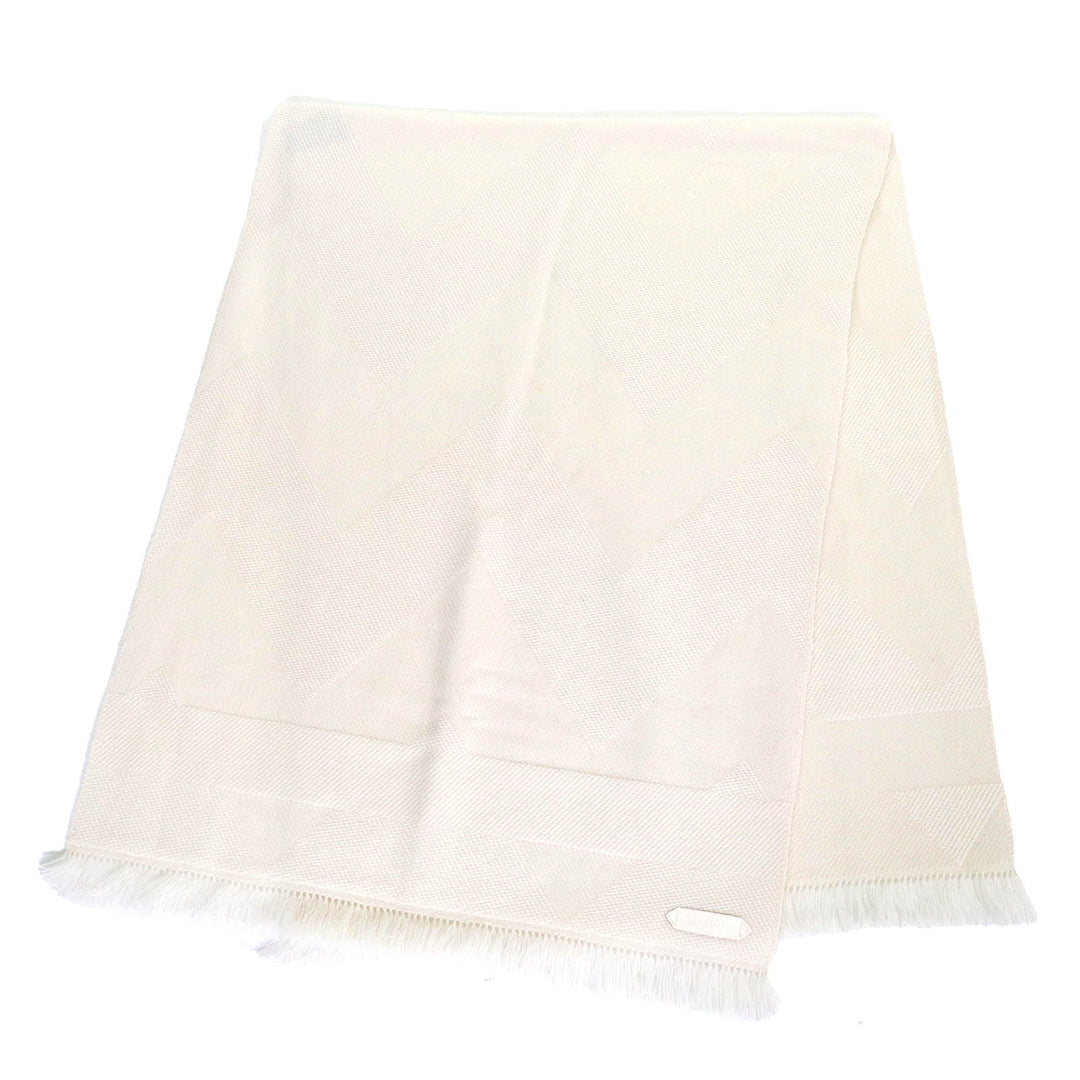 Excellent HERMES Stall Chevron Zoom Fringe shawl scarf with leather logo patch